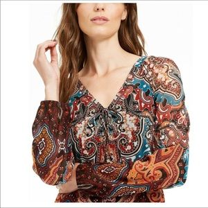 INC Midnight Paisley Blouse from the Core Collection. NWT.
